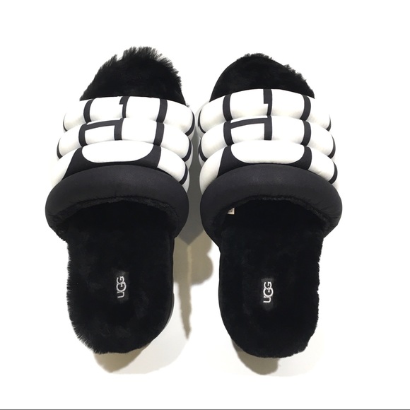 UGG Maxi Slide Logo Platform Puffer Sandals -Black -Women’s US 10 -NEW - Picture 6 of 7